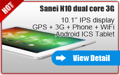10 inch GPS Android Tablet Phone Sanei N10 dual core 3G edition