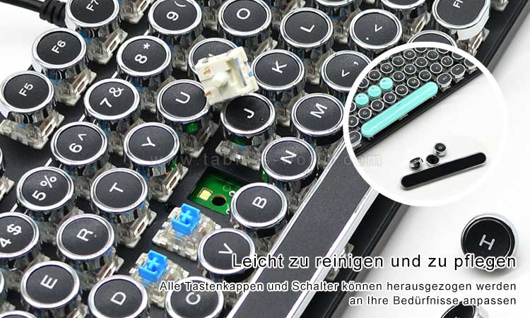 Jede Tastenkappe in dieser realen mechanischen Tastatur kann und entfernen Ersetzen Sie 
