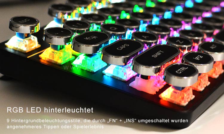 G87 Gaming Keyboard unterstützt 9 RGB LED-Hintergrundbeleuchtung