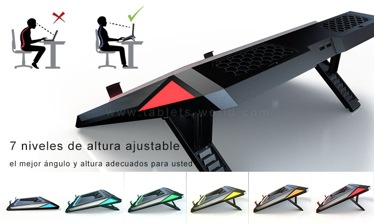 El soporte de enfriamiento GT300 admite hasta 7 niveles de ángulo de altura