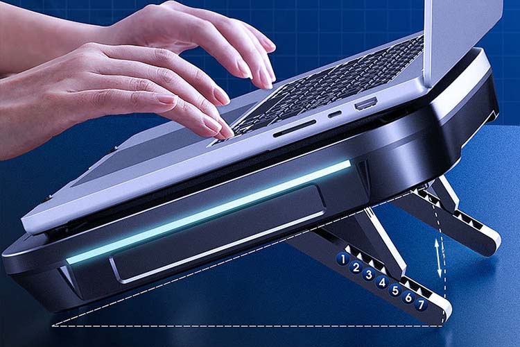 Ergonomic & Adjustable Design make MEMO FL08 a great laptop cooling base to use