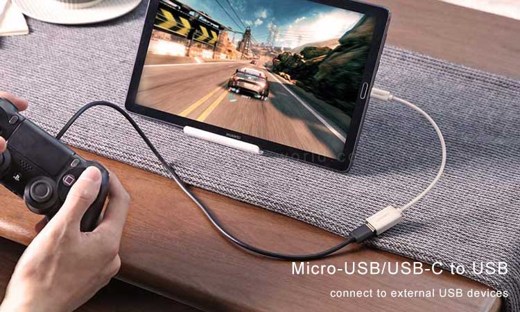 OTG cable allows for the tablet to connect to external usb flash drives