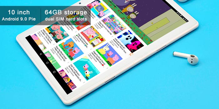 10 inch Android 9 Tablet Computer takes SIM cards 64GB Bundle