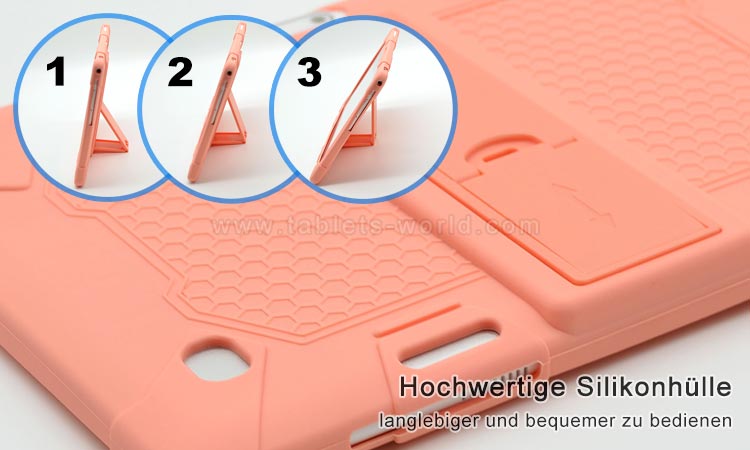 K10 Kids Tab wird mit einer staubdichten und tropfenfesten Silikonhülle geliefert 