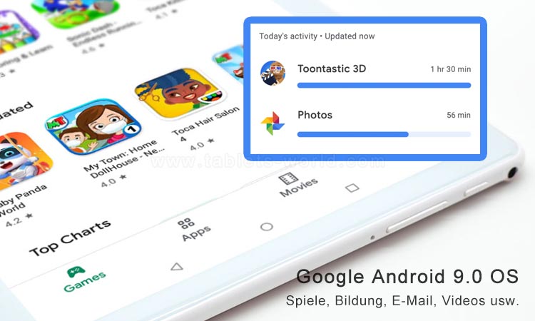 t10 3g mid führt das Google Android 9 Pie-Betriebssystem mit Play aus Speichern 