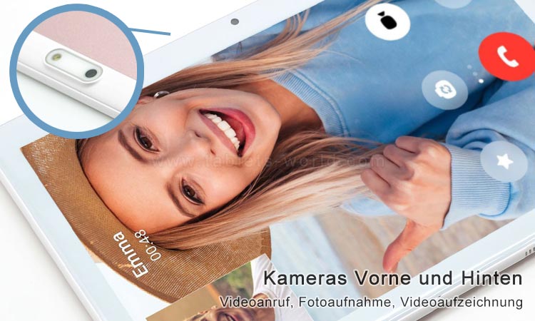 T10 verfügt über zwei Kameras vorne und hinten für Videoanrufe, Fotos nehmen, Videoaufnahme 