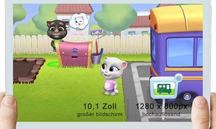 Das t101pro 9.0-Tortentablett verfügt über ein 10-Zoll-Retina-Display