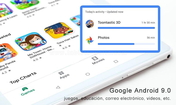 t10 3g mid ejecuta el sistema operativo Google Android 9 Pie con Play Tienda 