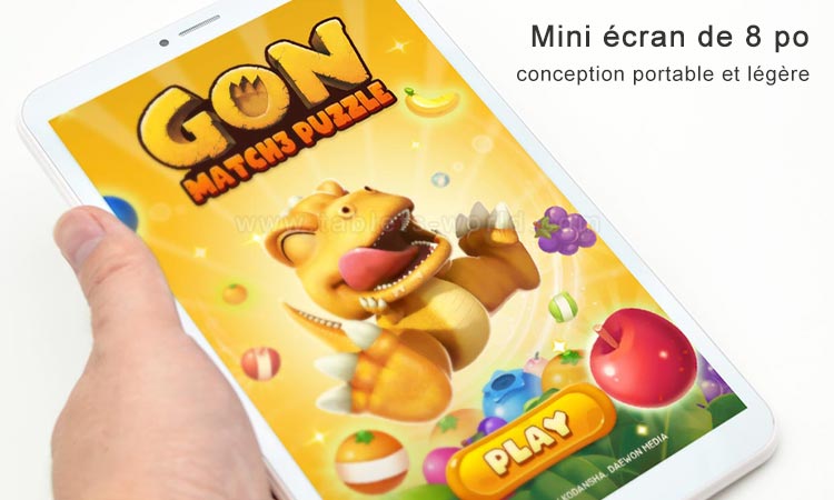 La tablette T8 Tab 8 pouces dispose d'un écran 8 pouces portable léger taille 