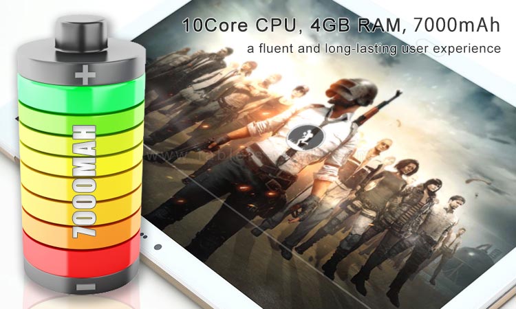 The X20 10 cores CPU and 4GB RAM are the power to fluent user experience in T106 tablet pc